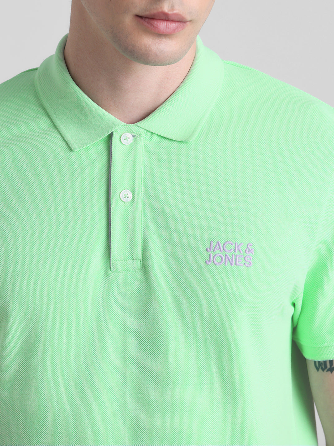 Green Logo Print Cotton Polo