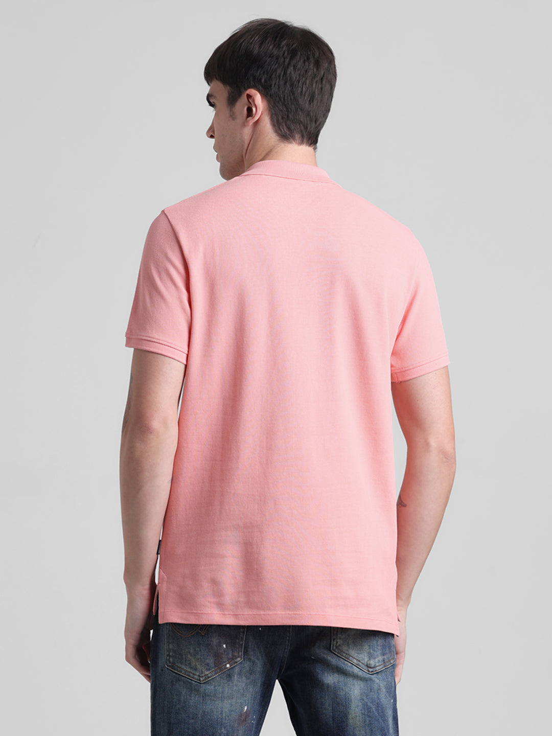 Flamingo Pink Logo Print Cotton Polo