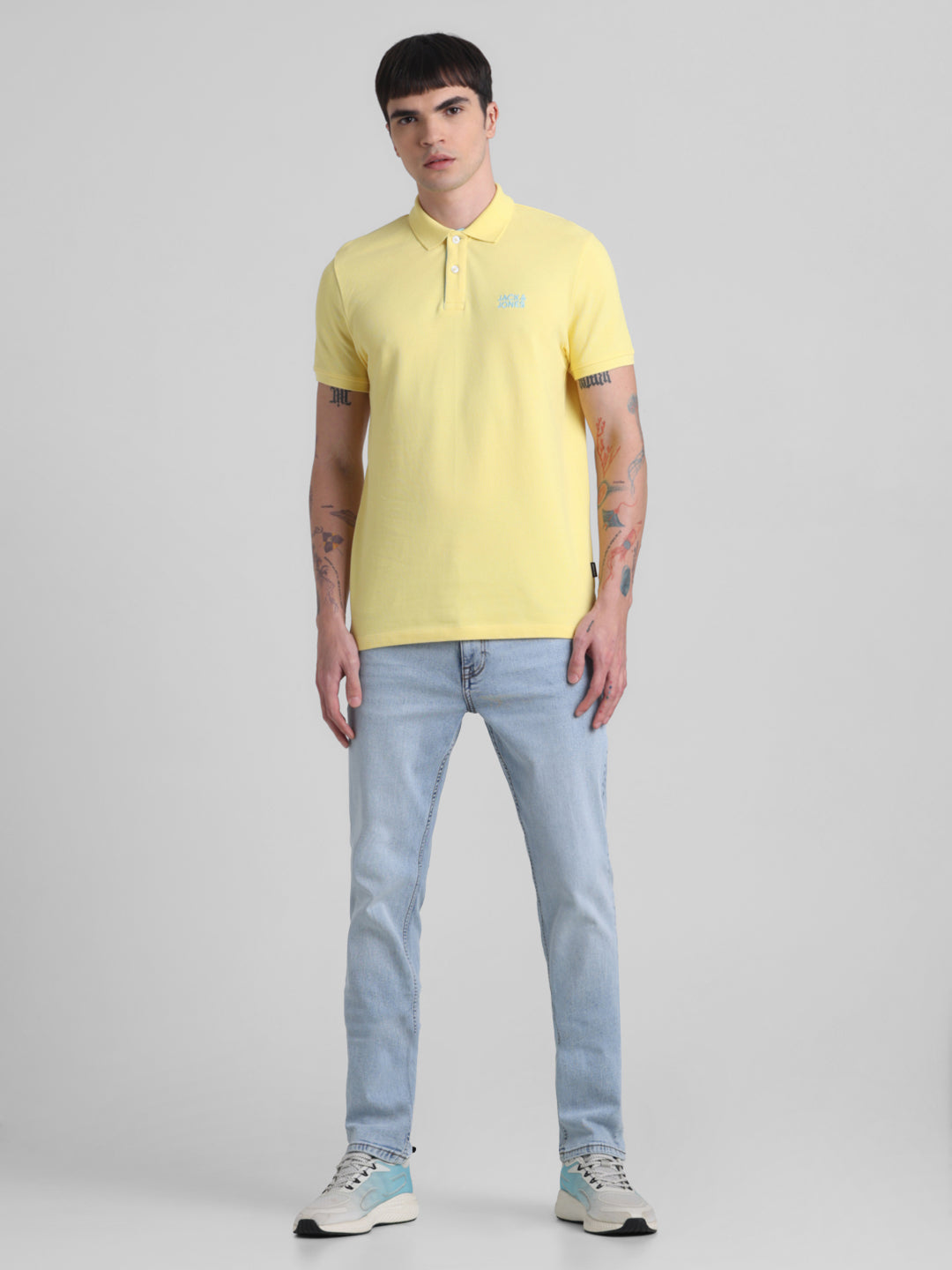 Yellow Logo Print Cotton Polo