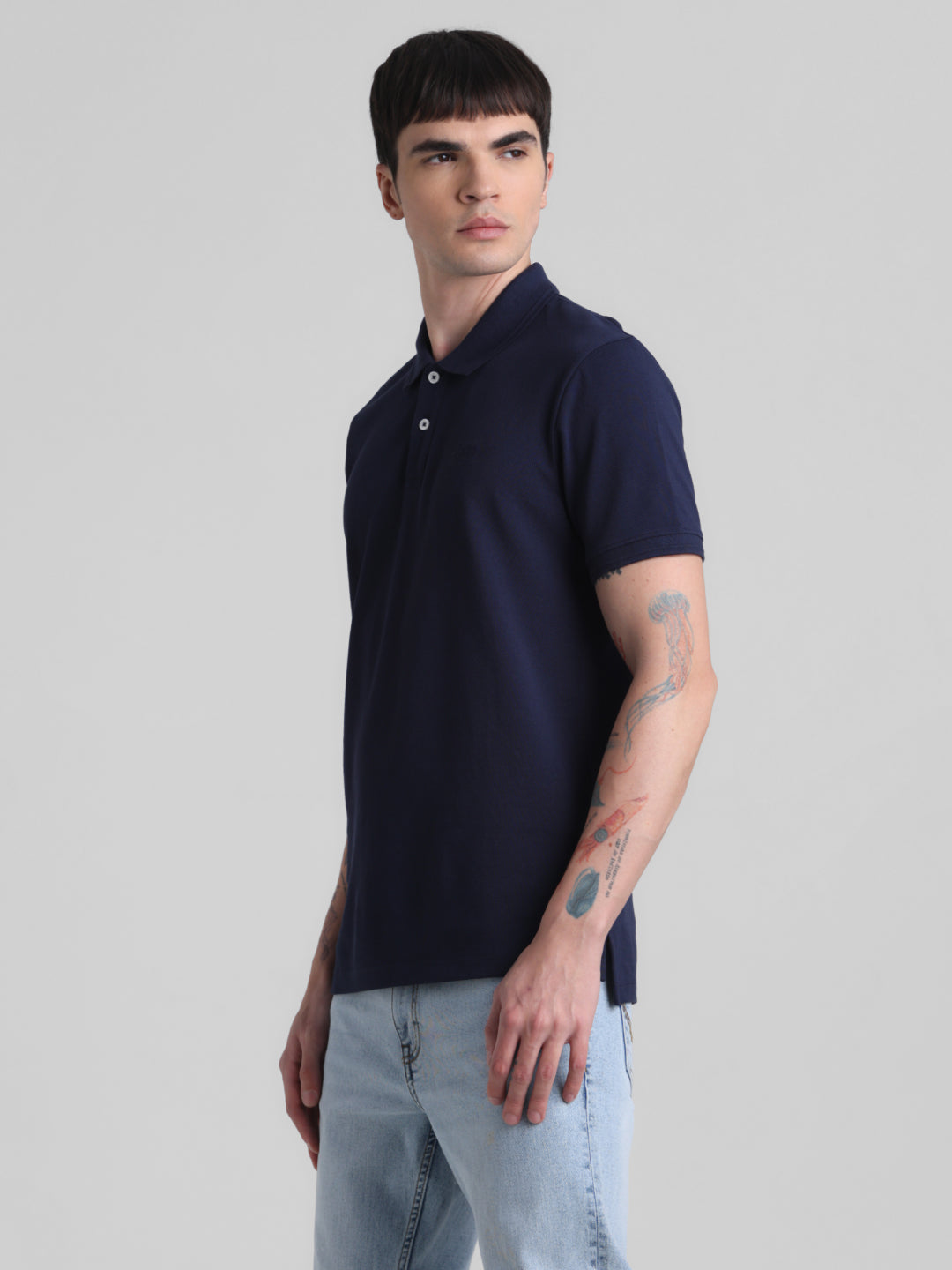 Navy Blue Solid Polo