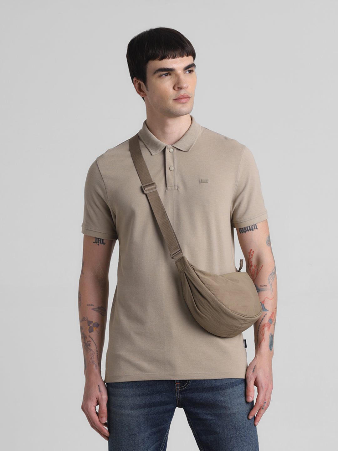 Beige Cotton Blend Polo