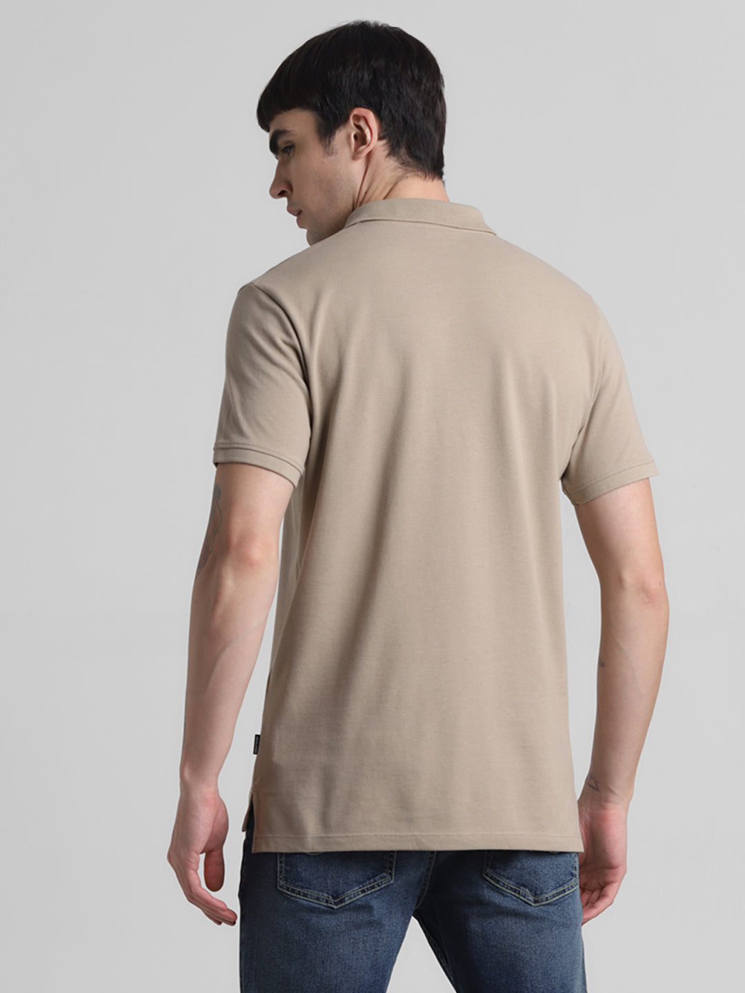 Beige Cotton Blend Polo