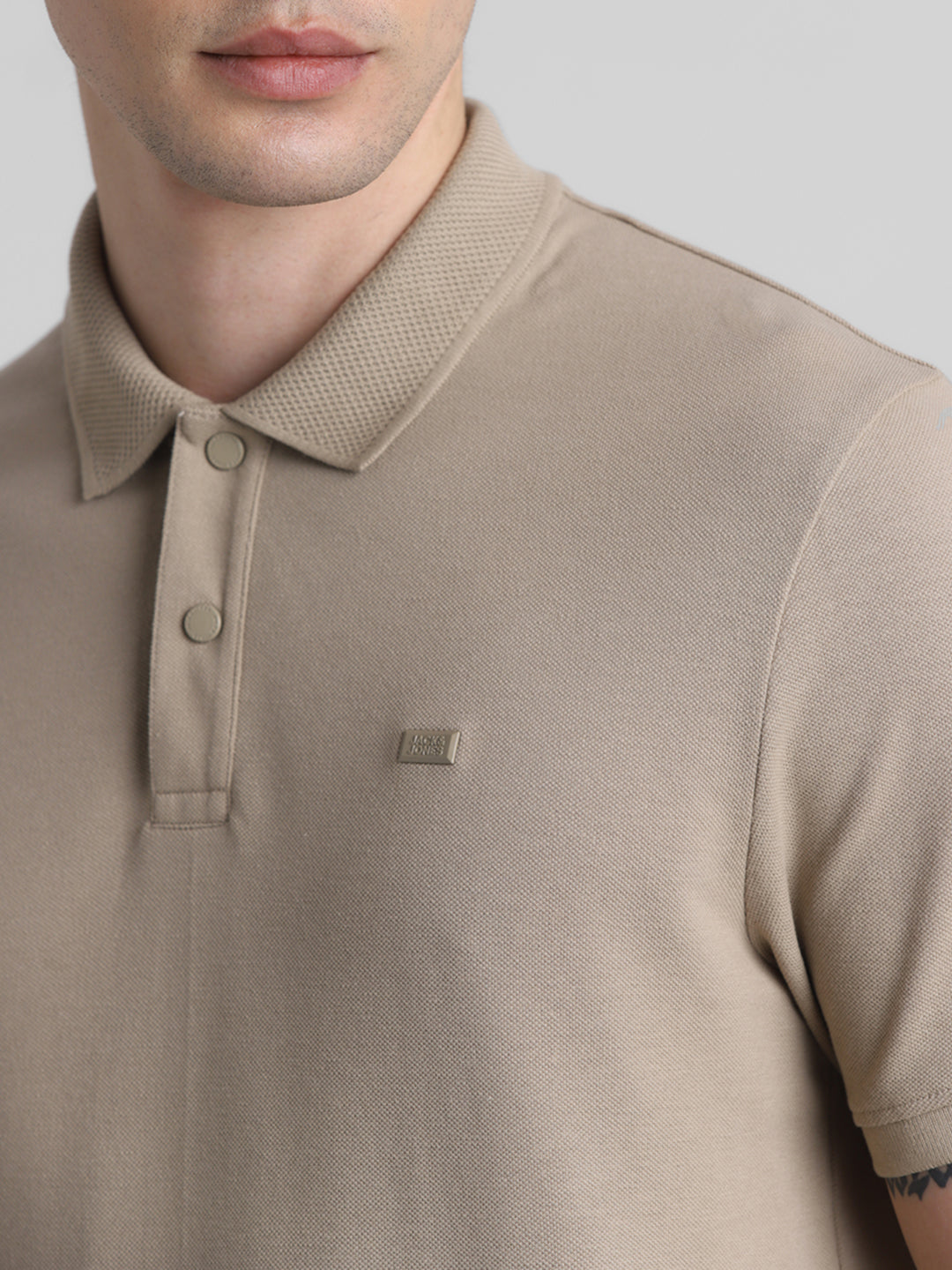 Beige Cotton Blend Polo