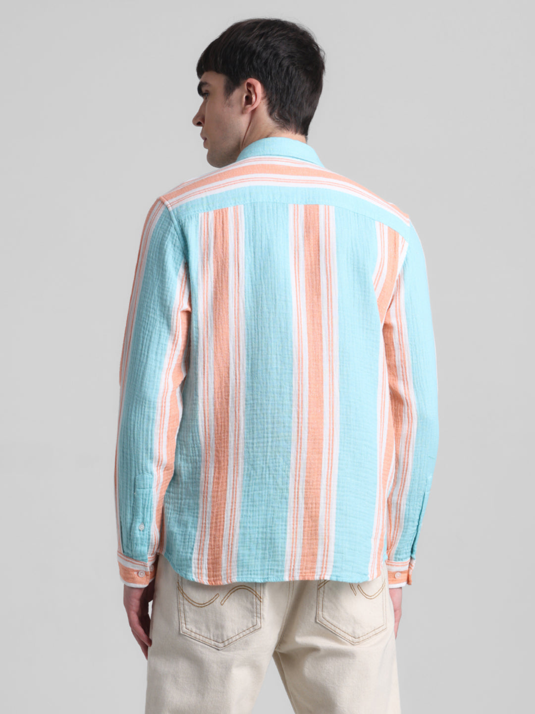 Light Blue Colourblocked Striped Shirt