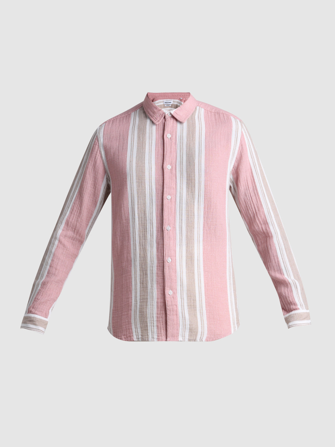 Light Pink Colourblocked Striped Shirt