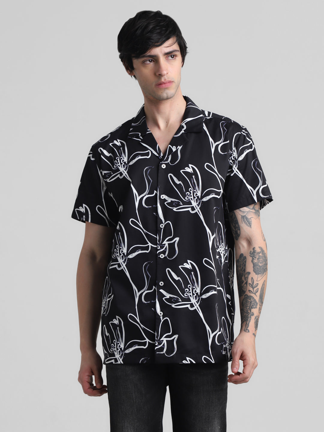 Black Floral Printed Shirt