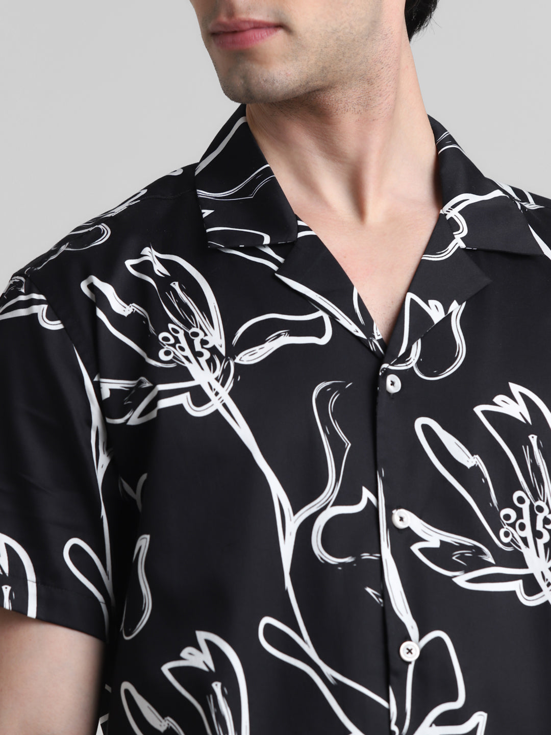 Black Floral Printed Shirt