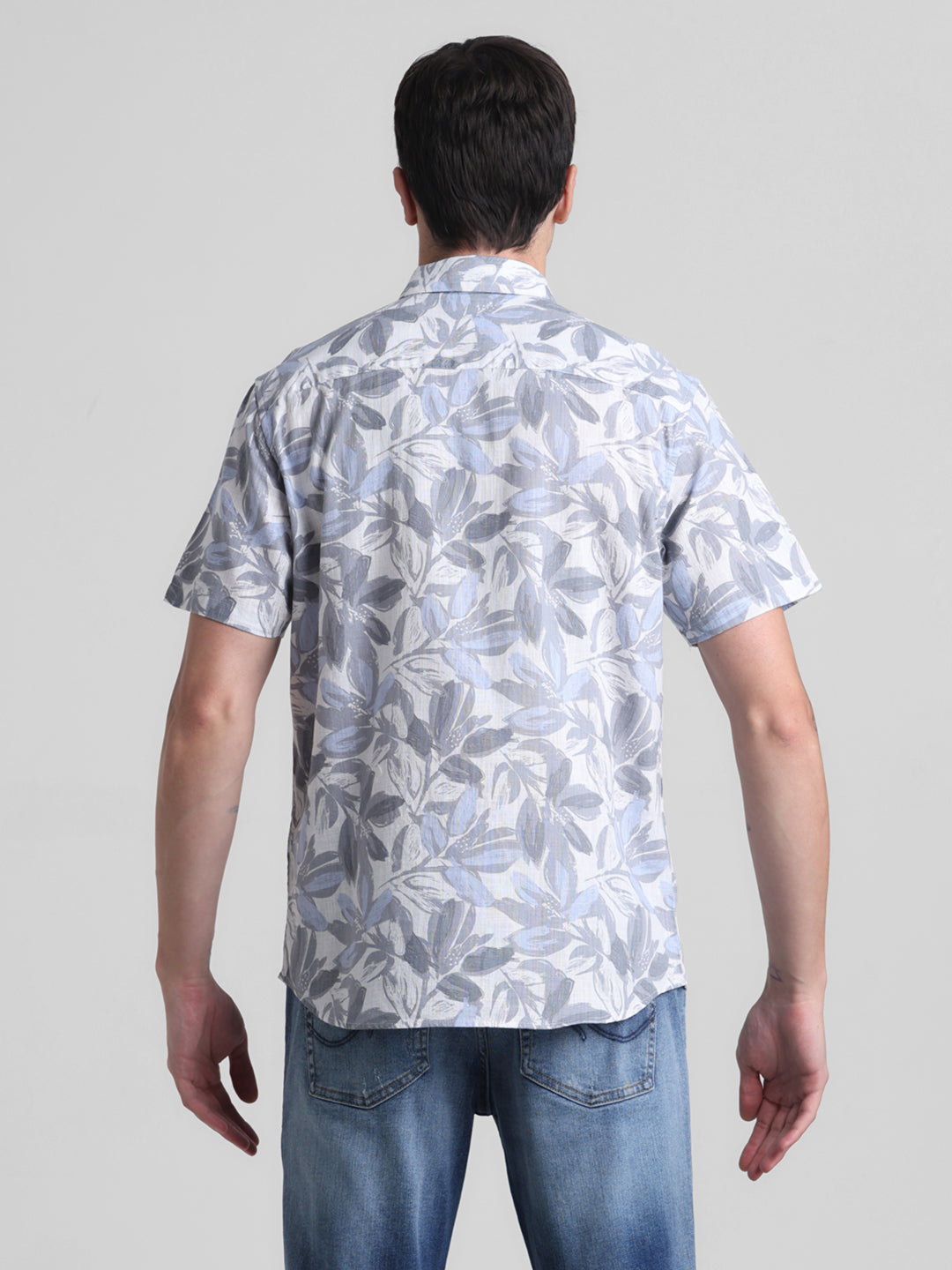 Grey Floral Short Sleeve Shirt