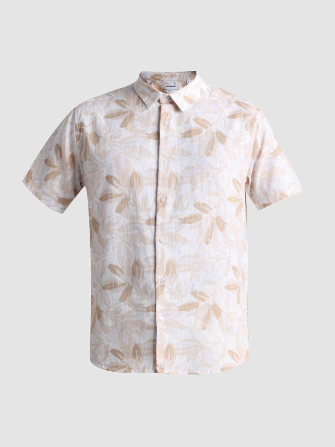 Beige Floral Short Sleeve Shirt