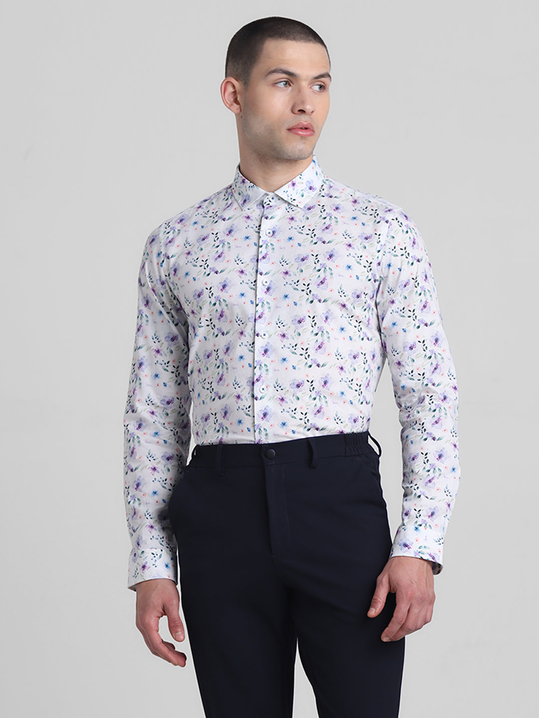 White Floral Print Shirt