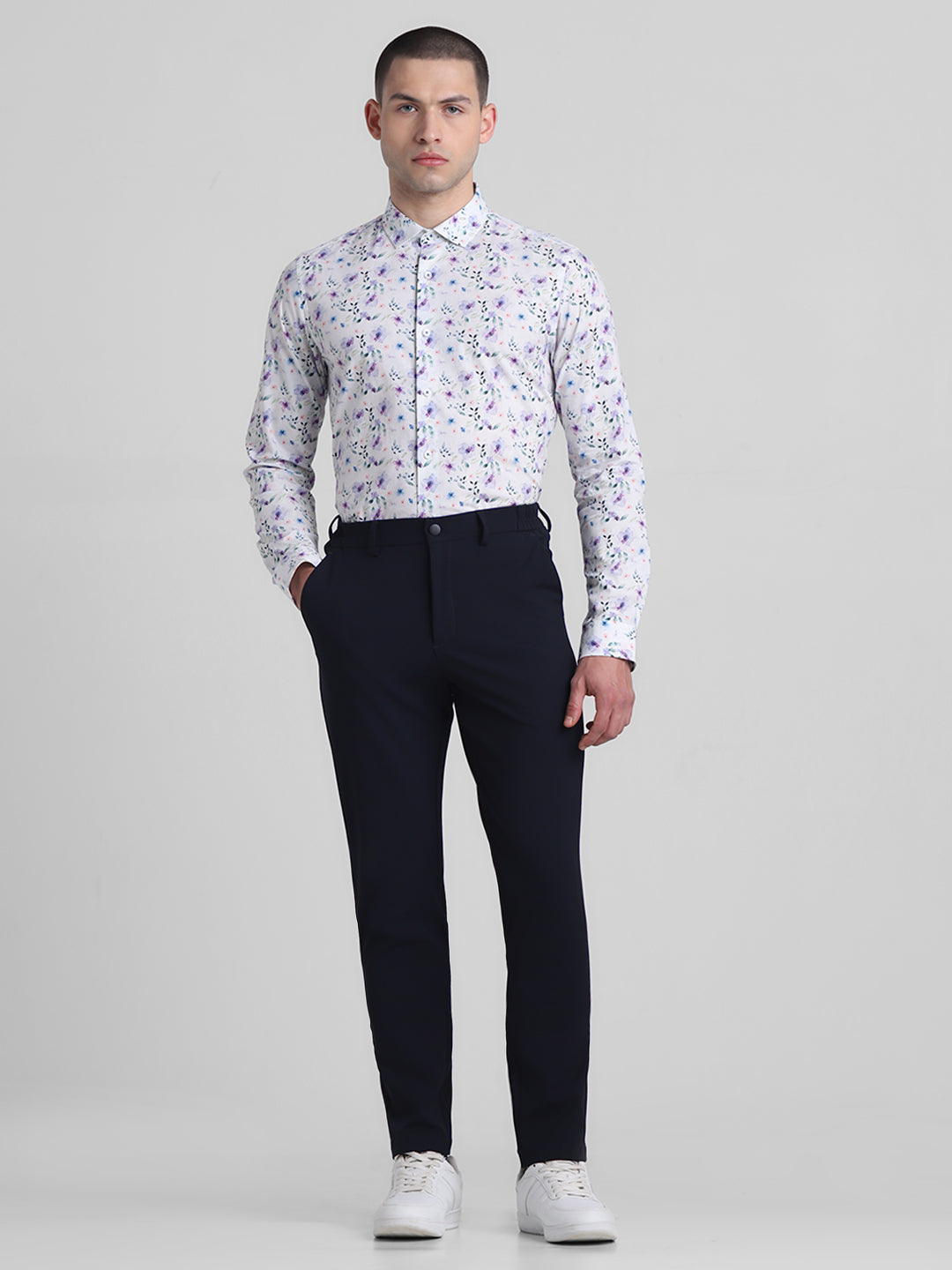 White Floral Print Shirt