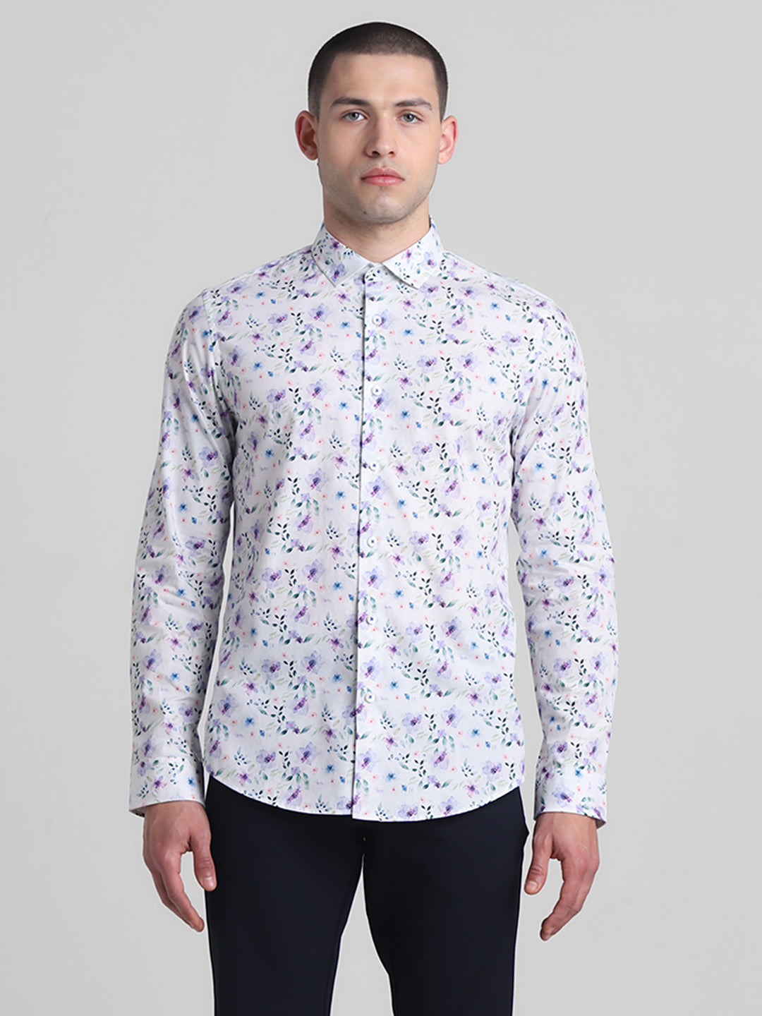 White Floral Print Shirt