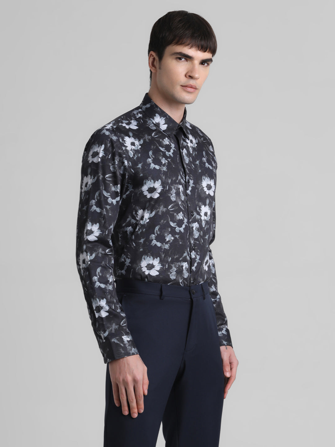 Black Floral Print Shirt