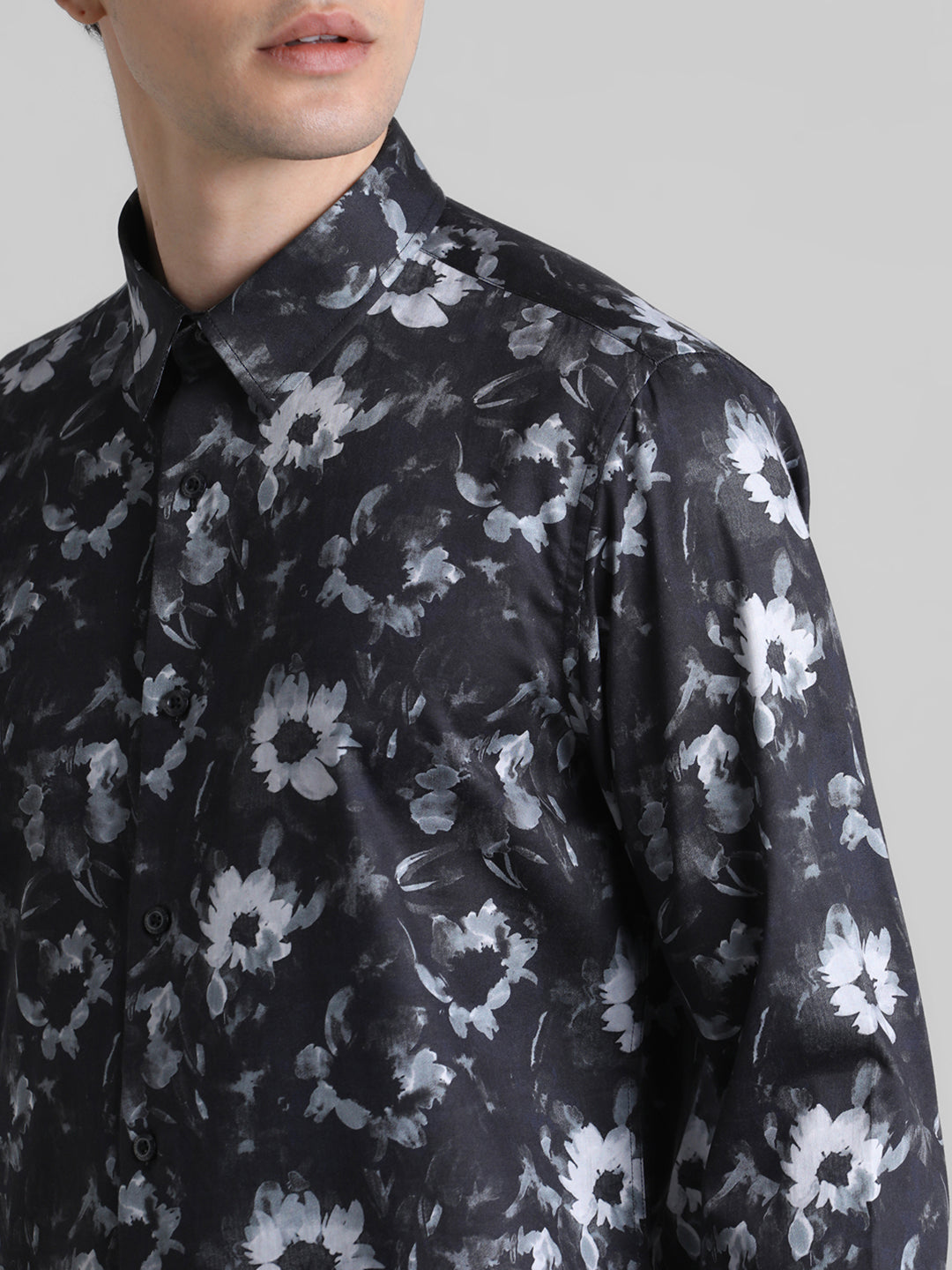 Black Floral Print Shirt