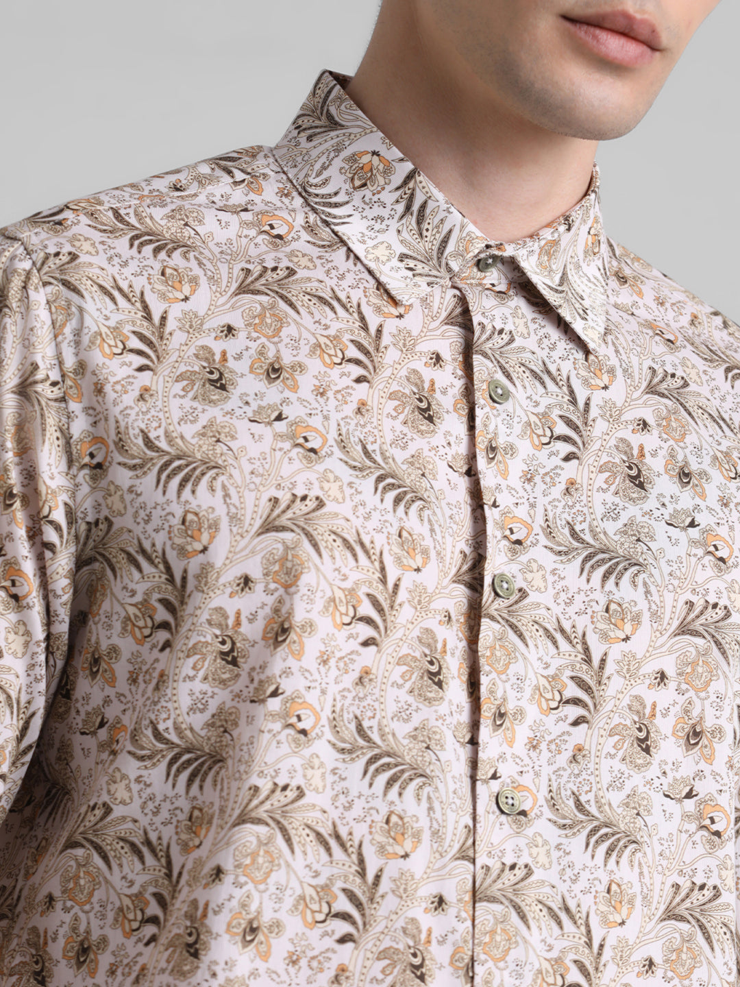 Beige Paisley Print Shirt