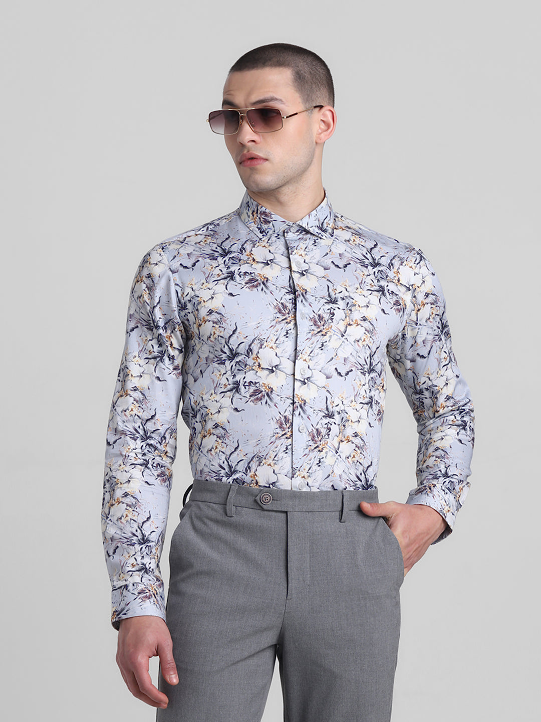 Blue Floral Print Shirt