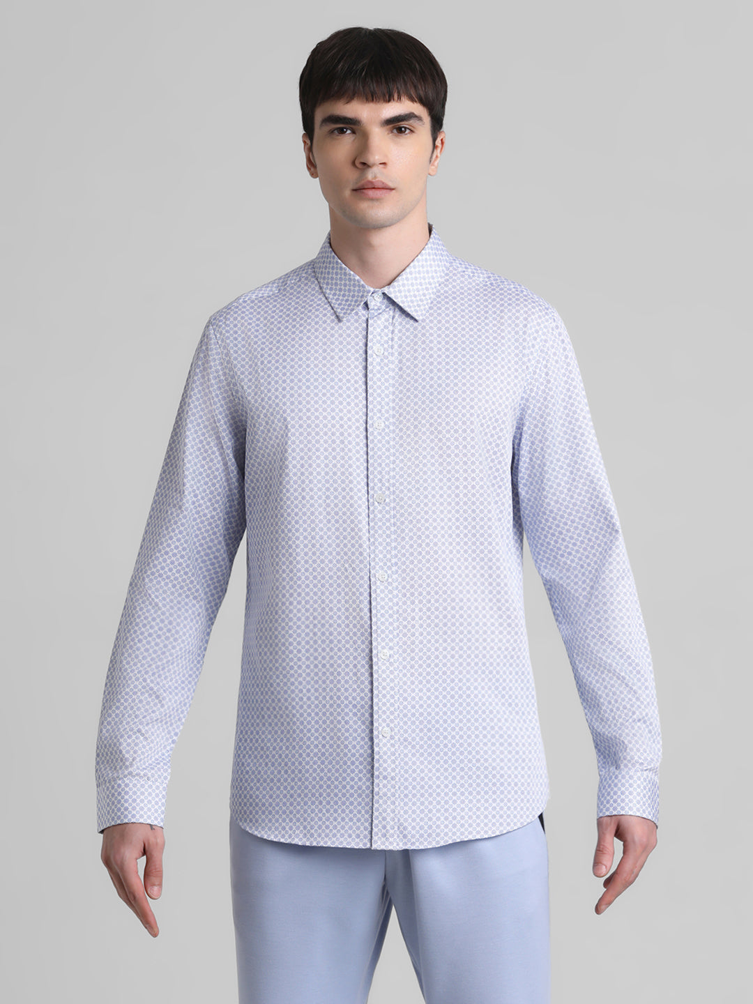 Blue Geometric Print Shirt