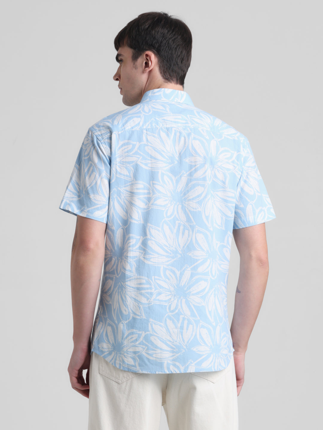 Blue Floral Short Sleeve Shirt