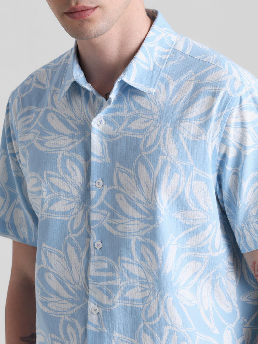 Blue Floral Short Sleeve Shirt