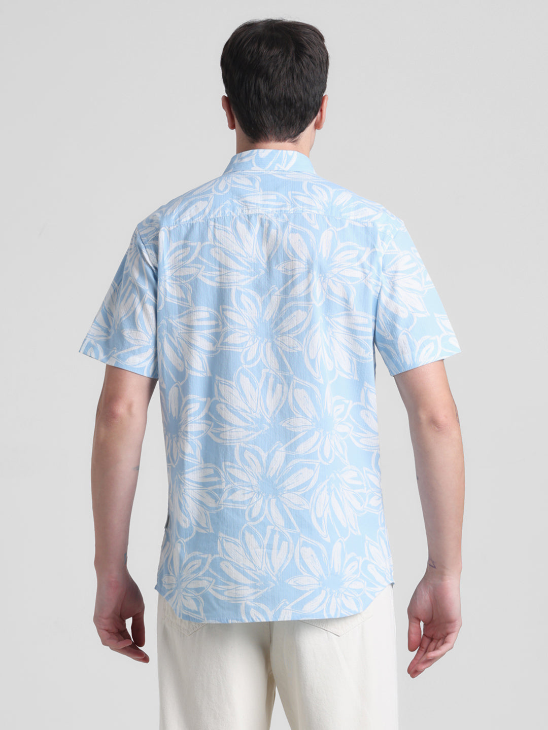 Blue Floral Short Sleeve Shirt