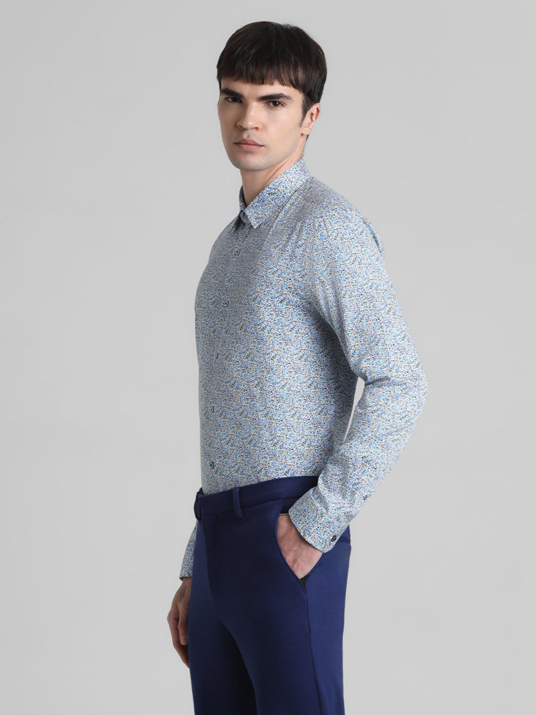 Blue Printed Cotton Shirt