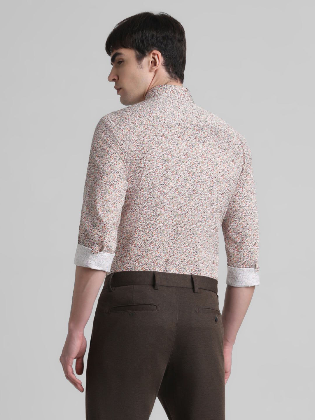 Brown Printed Cotton Shirt