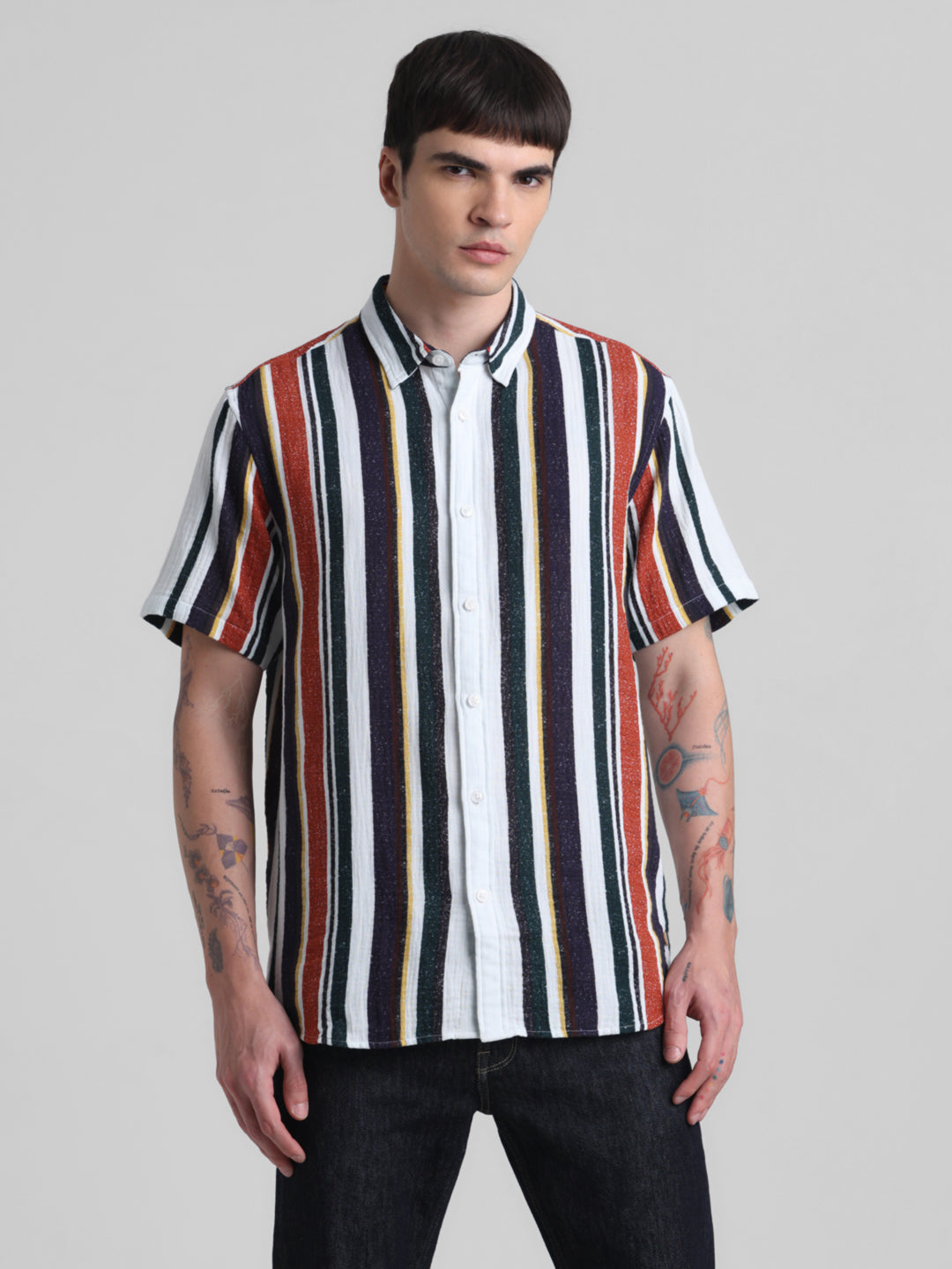 Multi-Stripe Short Sleeve Shirt