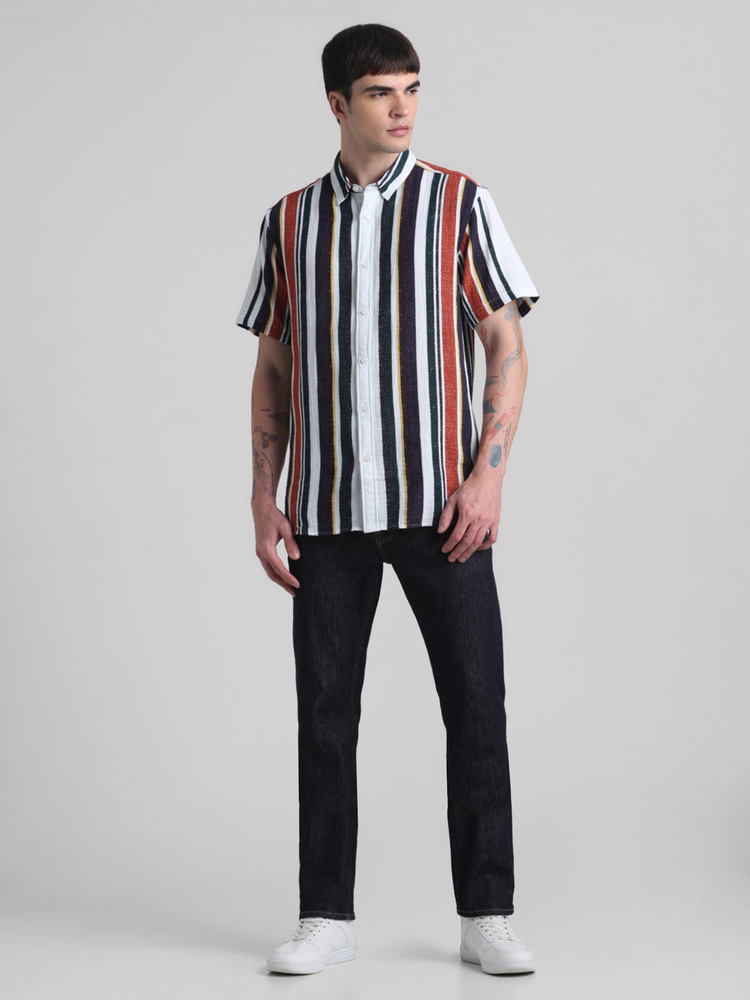 Multi-Stripe Short Sleeve Shirt