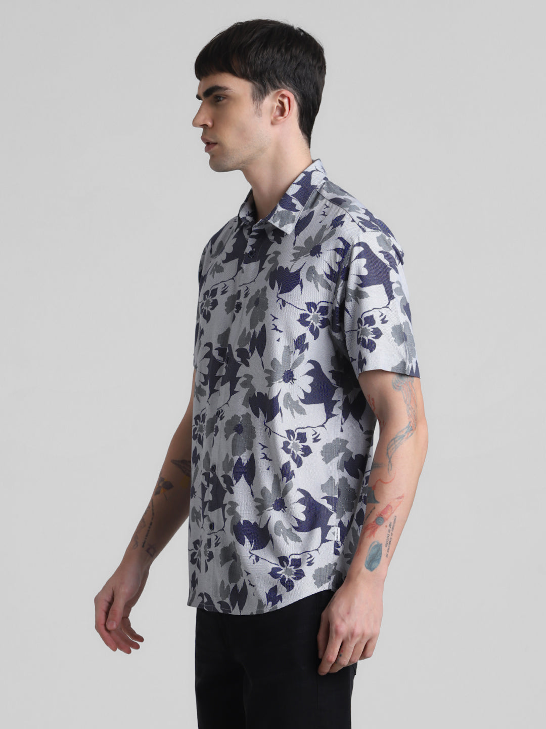 Blue Floral Short Sleeve Shirt