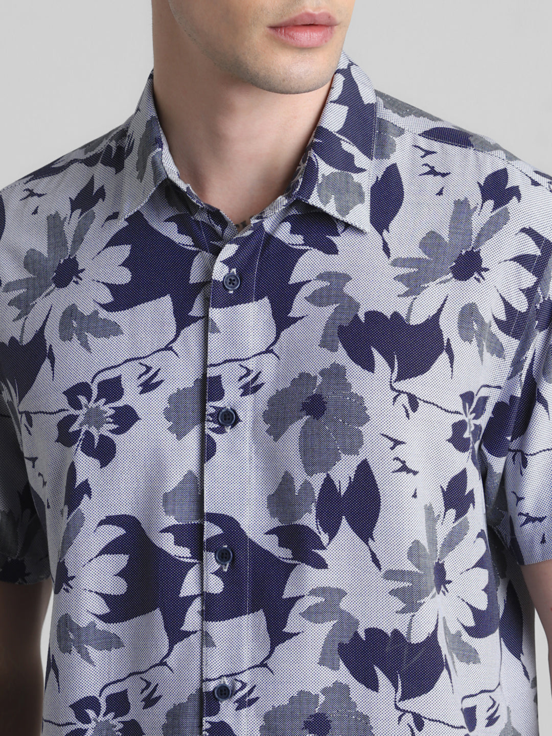 Blue Floral Short Sleeve Shirt
