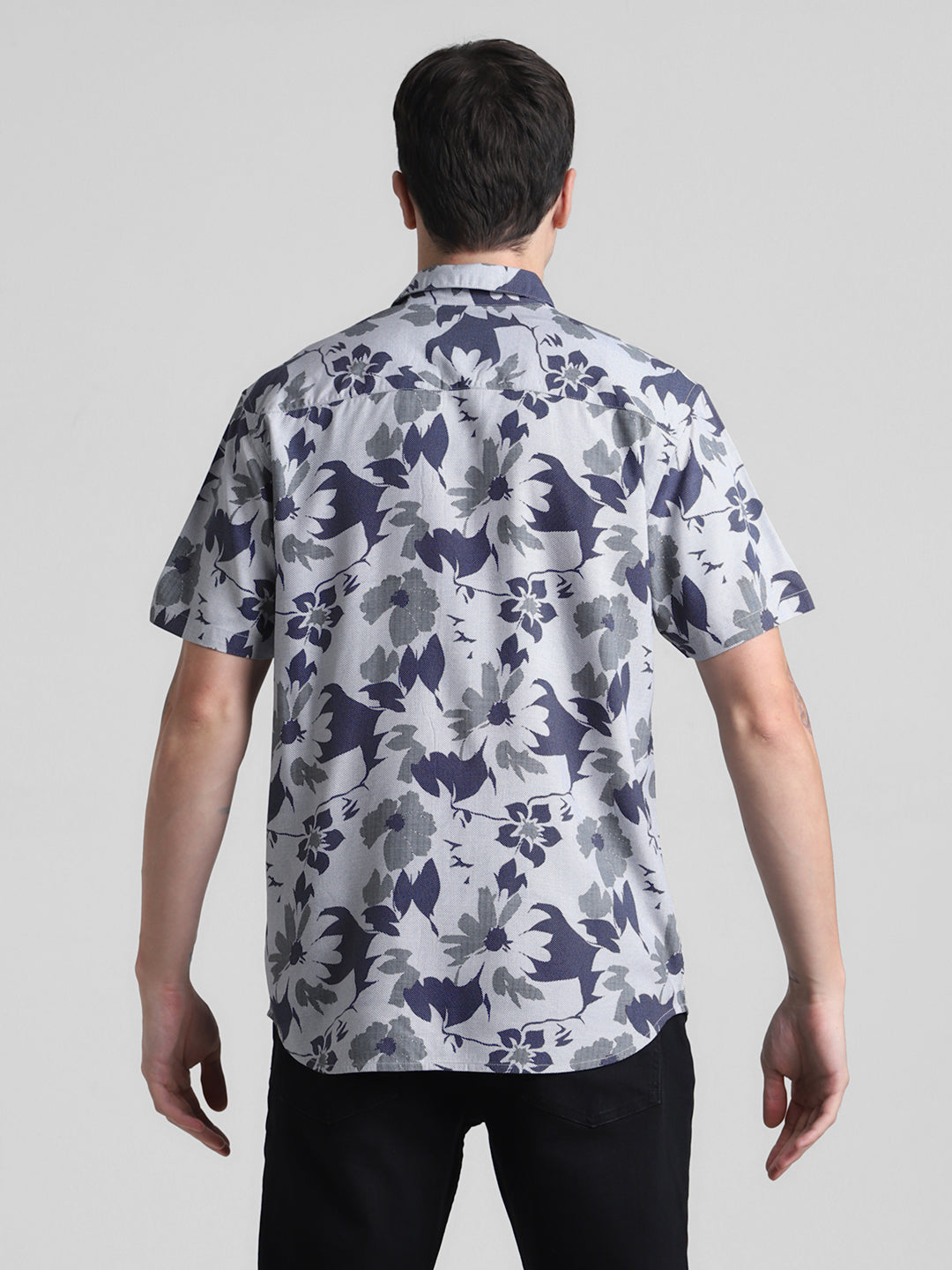 Blue Floral Short Sleeve Shirt