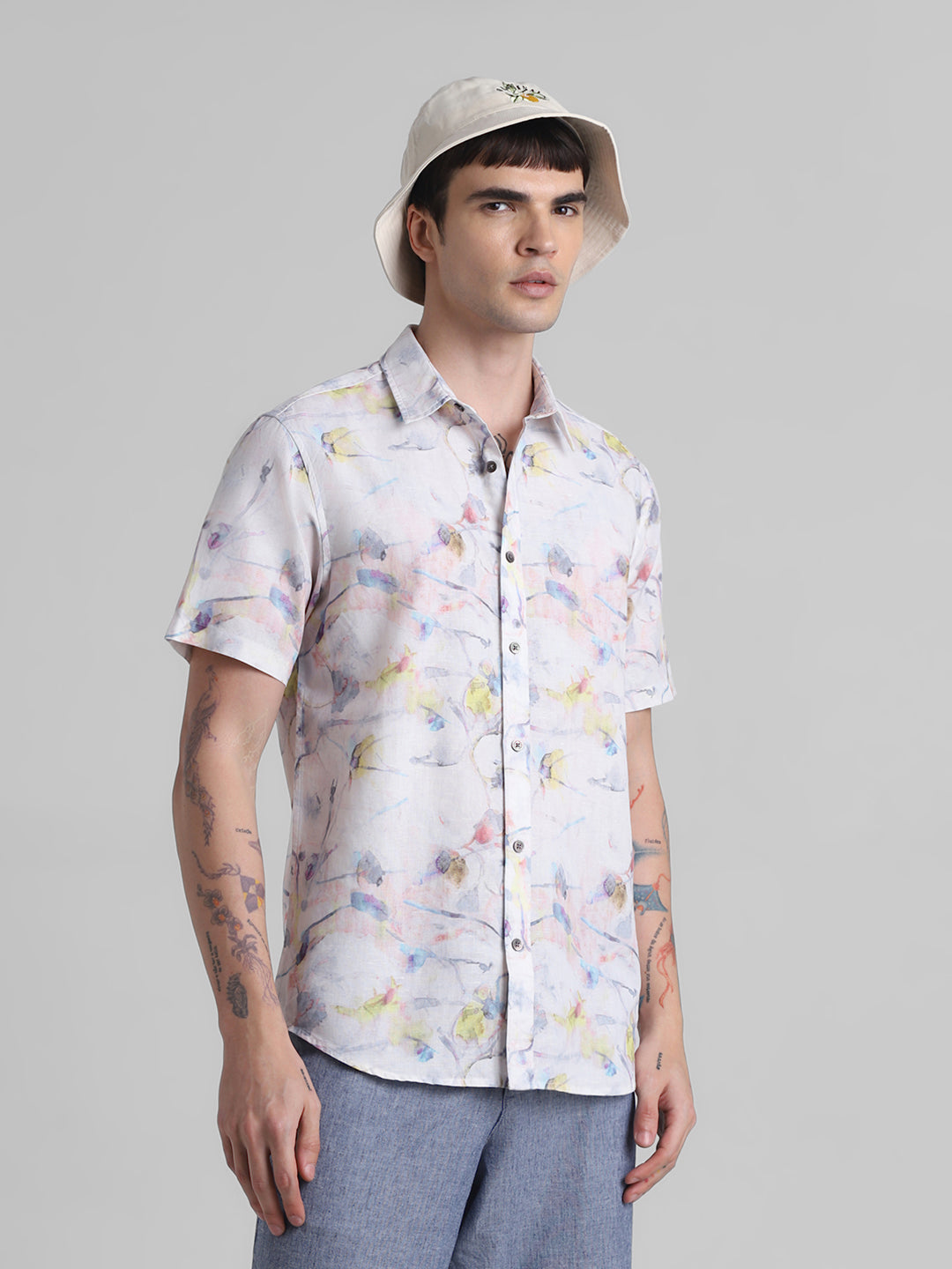 Watercolour Print Short Sleeve Shirt