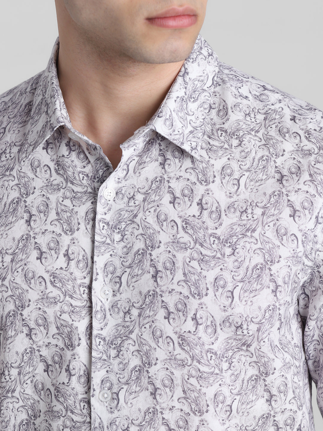 Grey Paisley Print Shirt