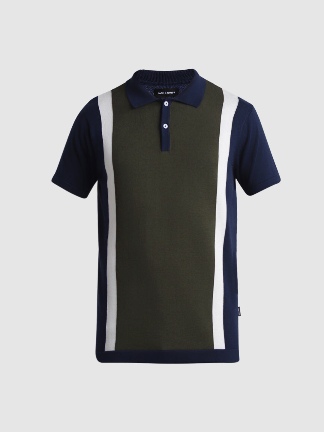 Green Colourblocked Knit Polo
