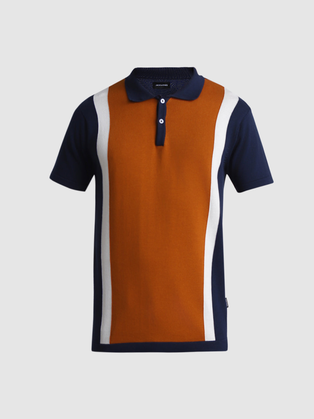 Brown Colourblocked Knit Polo