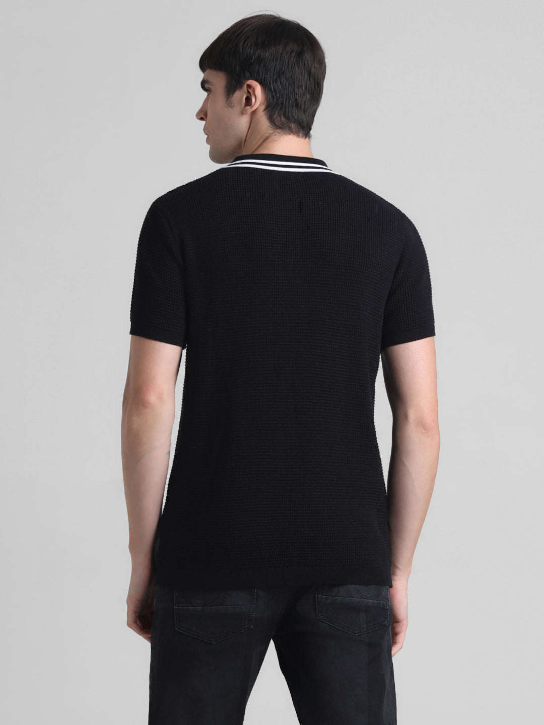 Black Contrast Tipping Knit Polo