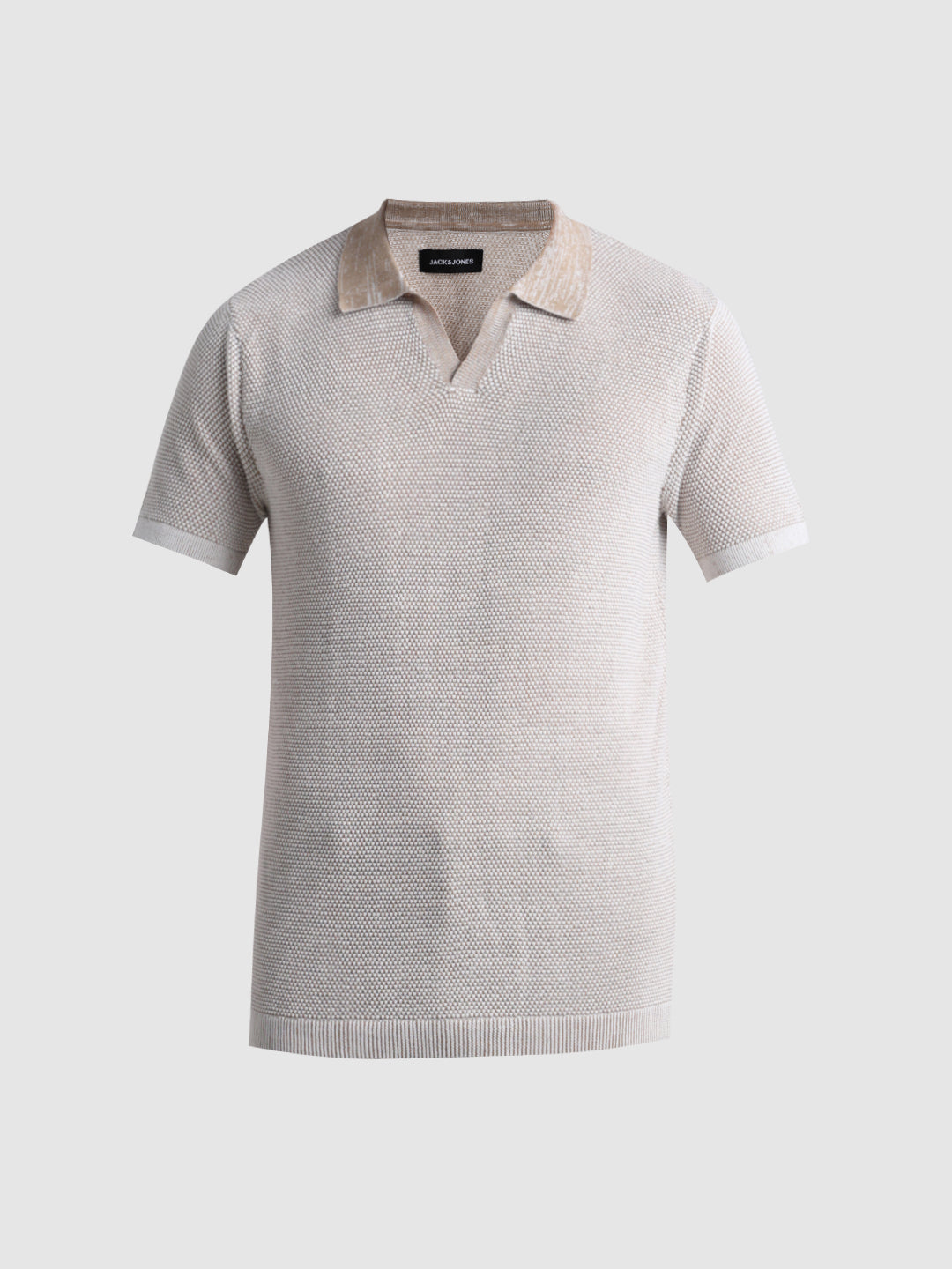 Beige Flat Knit Cotton Polo