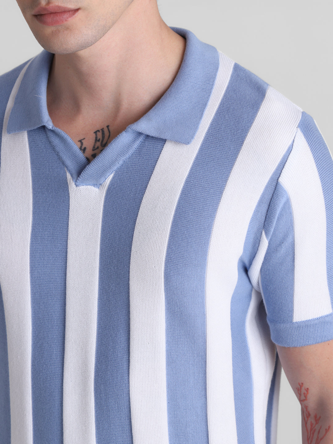 Striped Flat Knit Polo