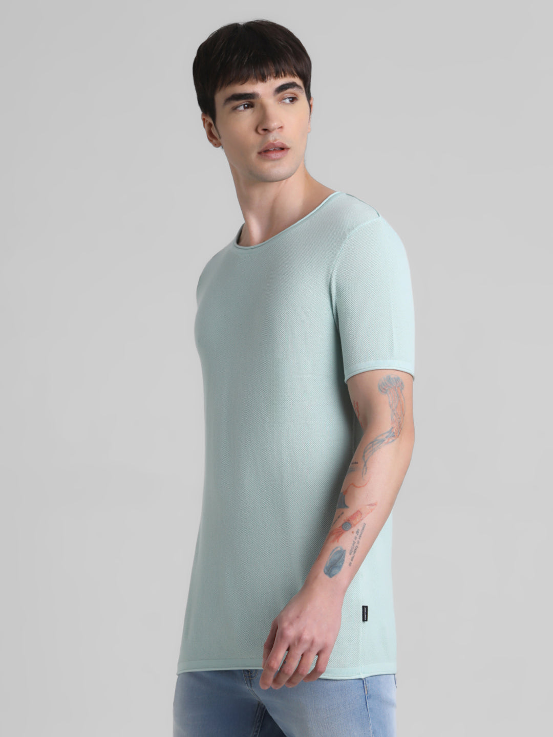 Cotton Flat Knit Pullover - Light Green