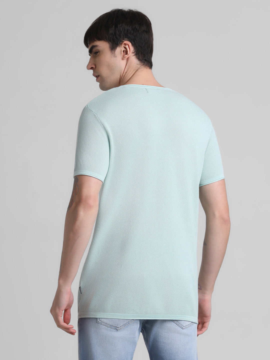 Cotton Flat Knit Pullover - Light Green