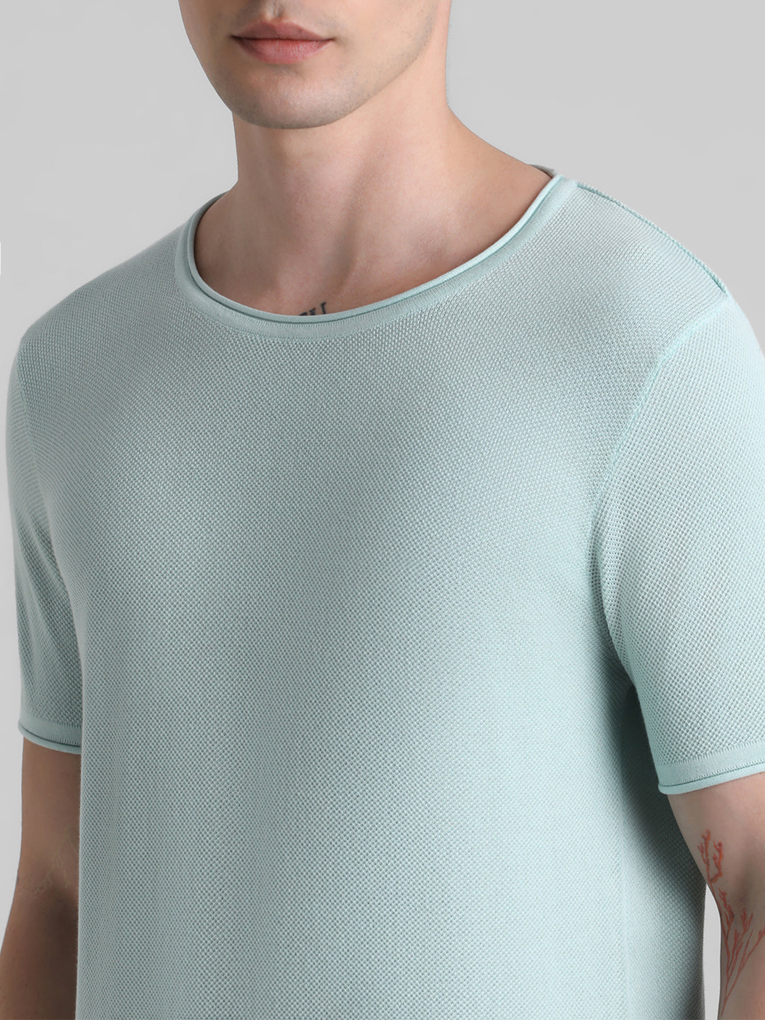 Cotton Flat Knit Pullover - Light Green