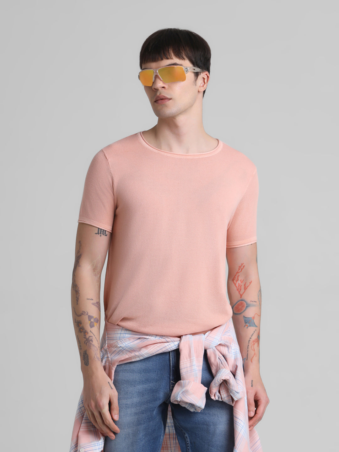 Cotton Flat Knit Pullover - Peach