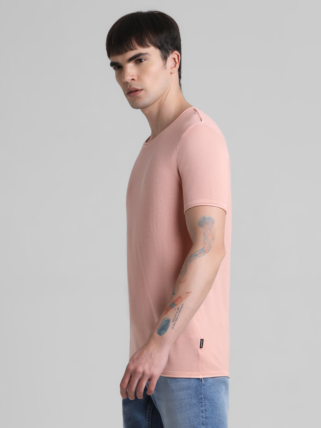 Cotton Flat Knit Pullover - Peach