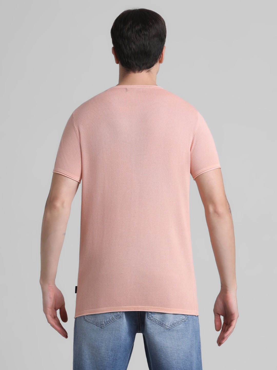 Cotton Flat Knit Pullover - Peach