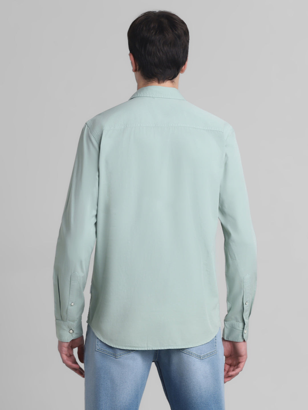 Light Green Denim Full Sleeves Shirt