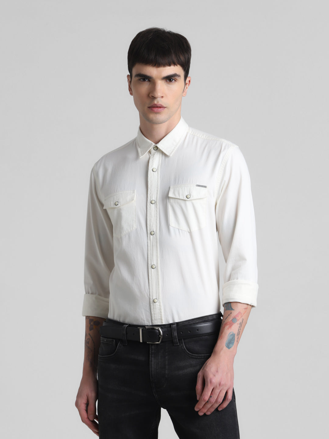 White Denim Full Sleeves Shirt
