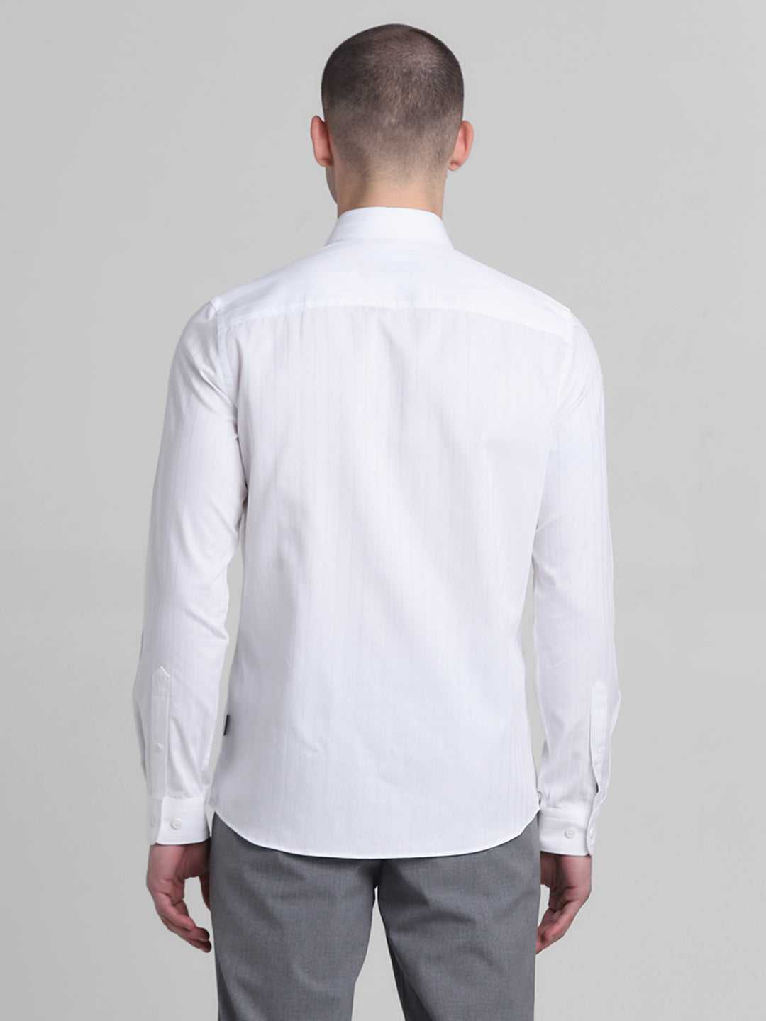 White Dobby Striped Shirt