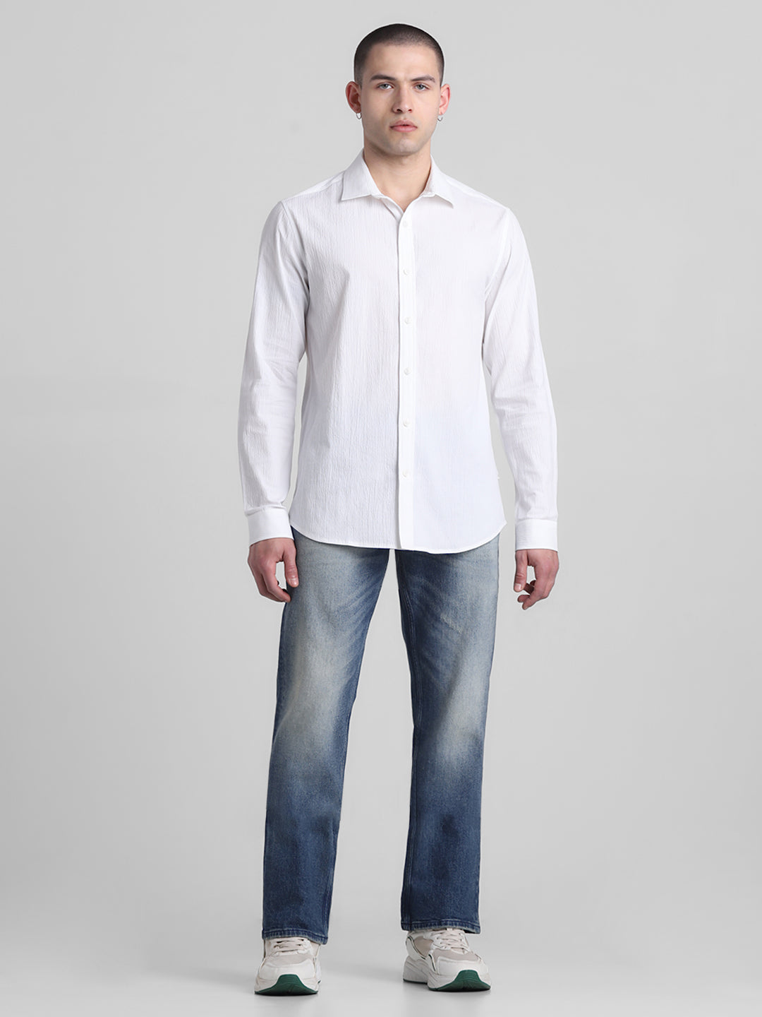 White Textured Cotton Shirt