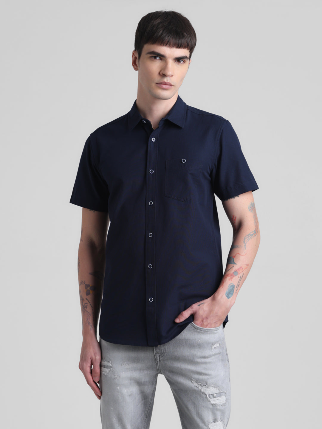 Navy Blue Short Sleeve Shirt