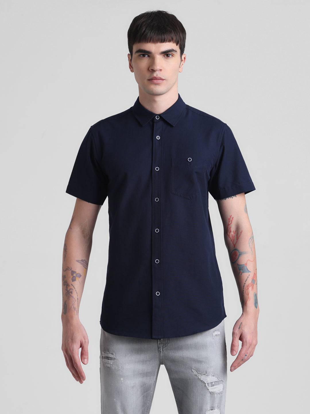 Navy Blue Short Sleeve Shirt
